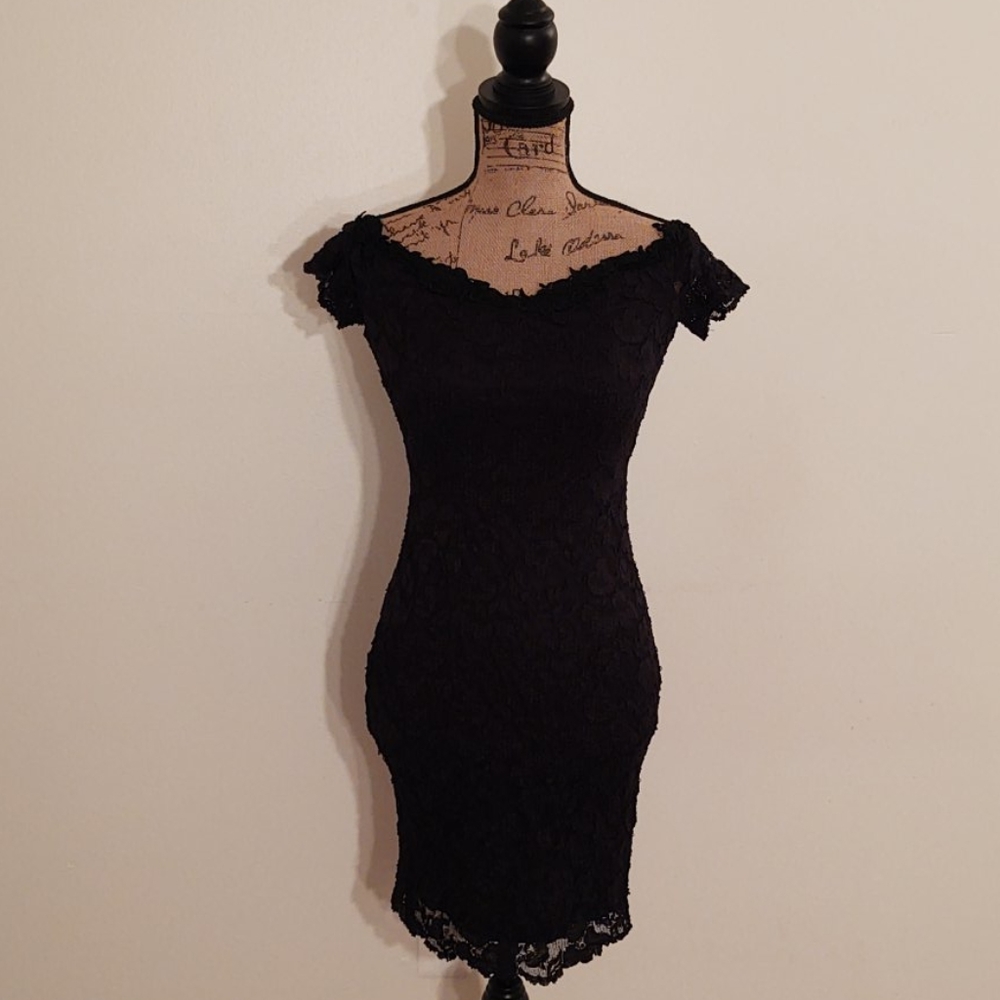 Molly Malloy Women Little Black Lace Dress Size 4 Pre-owned